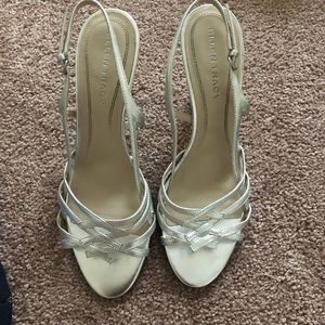 Ellen Tracy Silver Slingback Heels